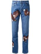 Each X Other Embroidered Eagle Boyfriend Jeans - Blue
