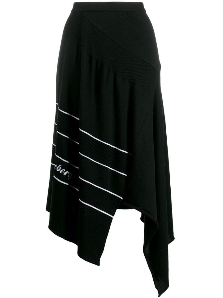 Iceberg Asymmetric Midi Skirt - Black