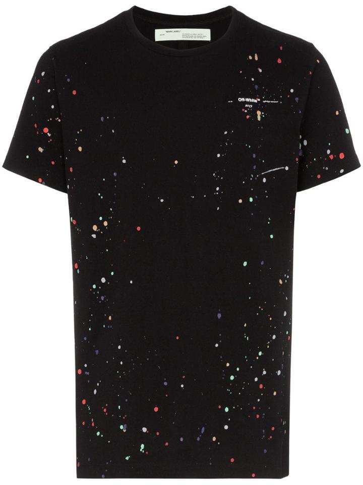 Off-white Paint Splattered Cotton T-shirt - Black