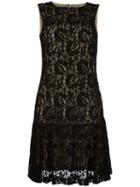 Moschino Lace Ruffled Dress, Women's, Size: 44, Black, Polyamide/rayon