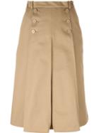 Carven Pleated Midi Skirt, Women's, Size: 38, Nude/neutrals, Cotton/acetate/viscose