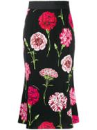 Dolce & Gabbana Carnation Print Charmeuse Skirt - Black