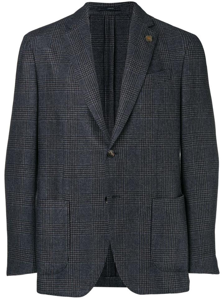 Lardini Check Pattern Blazer - Grey