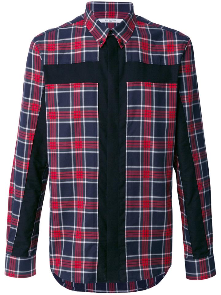 Givenchy Crucifix Panel Checked Shirt - Red