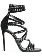 Balmain Crystal-embellished Strappy Sandals - Black
