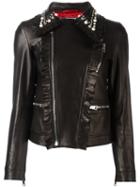 Gucci Studded Leather Biker Jacket, Women's, Size: 40, Black, Lamb Skin/viscose/brass
