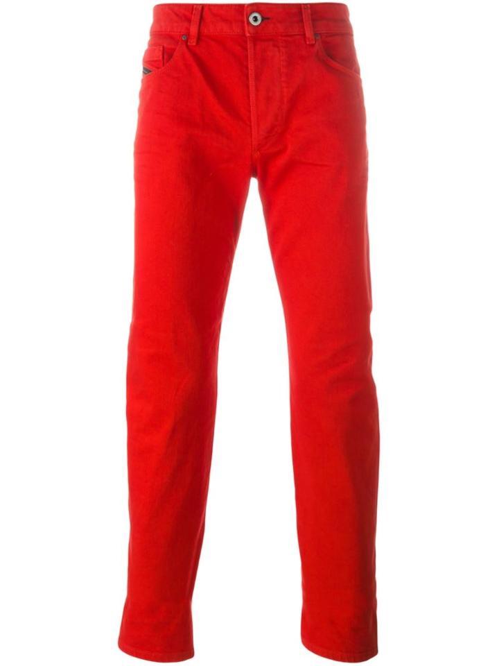 Diesel Black Gold Slim Fit Trousers, Men's, Size: 32, Red, Cotton/spandex/elastane
