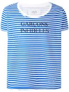 Garcons Infideles Striped Logo T-shirt - Blue
