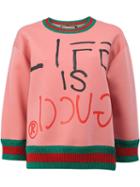 Gucci Life Is Gucci Sweatshirt, Women's, Size: Medium, Pink/purple, Polyamide/polyester/viscose/cotton