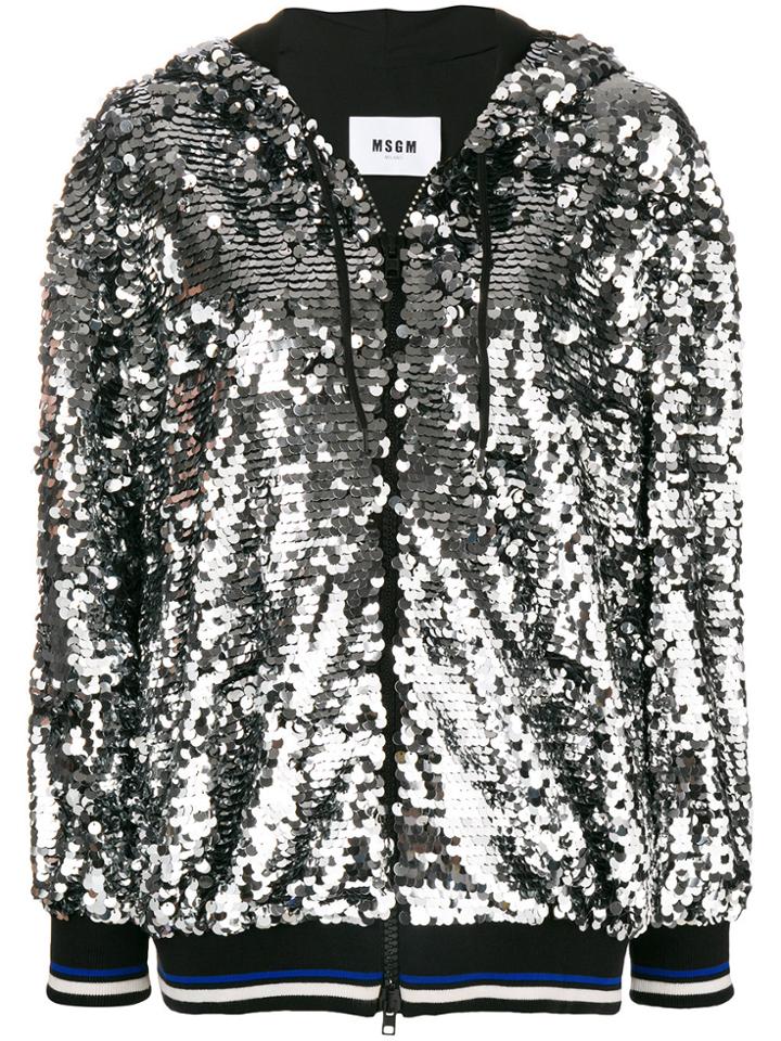 Msgm Sequin Hooded Jacket - Metallic