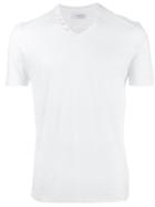 Paolo Pecora Buttoned V-neck T-shirt, Men's, Size: Small, White, Cotton