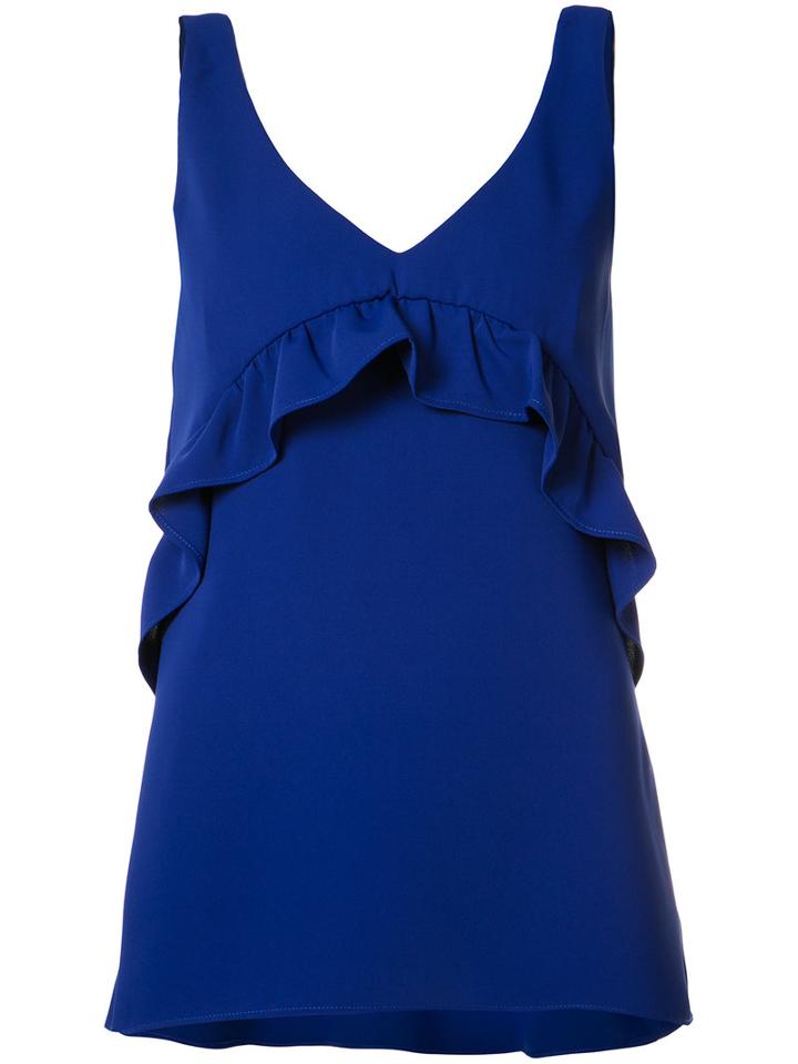 P.a.r.o.s.h. - Sleeveless Ruffle Blouse - Women - Polyester - 36, Blue, Polyester