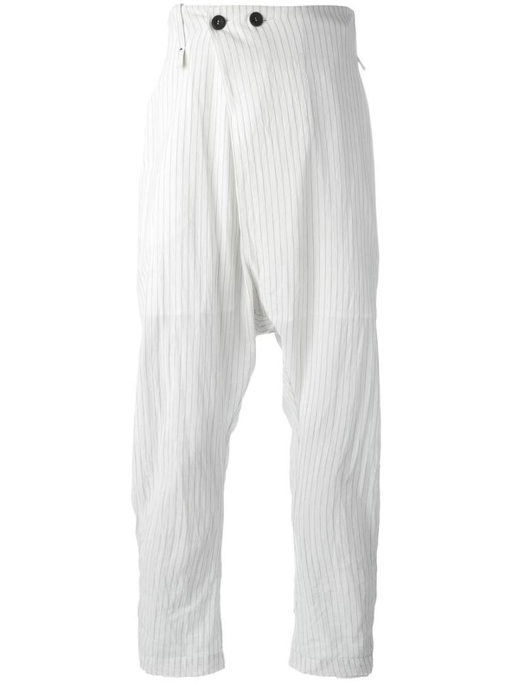 Lost & Found Ria Dunn Folded Front Pinstripe Trousers, Men's, Size: Medium, White, Cotton