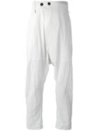 Lost & Found Ria Dunn Folded Front Pinstripe Trousers, Men's, Size: Medium, White, Cotton