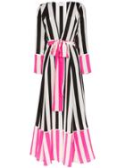 We Are Leone Striped Belted Silk Kimono Jacket - White