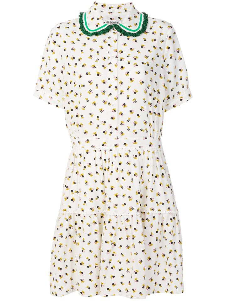 Essentiel Antwerp Flared Floral Collar Dress - White