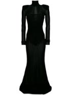 Alexandre Vauthier Sheer Panel Maxi Dress - Black