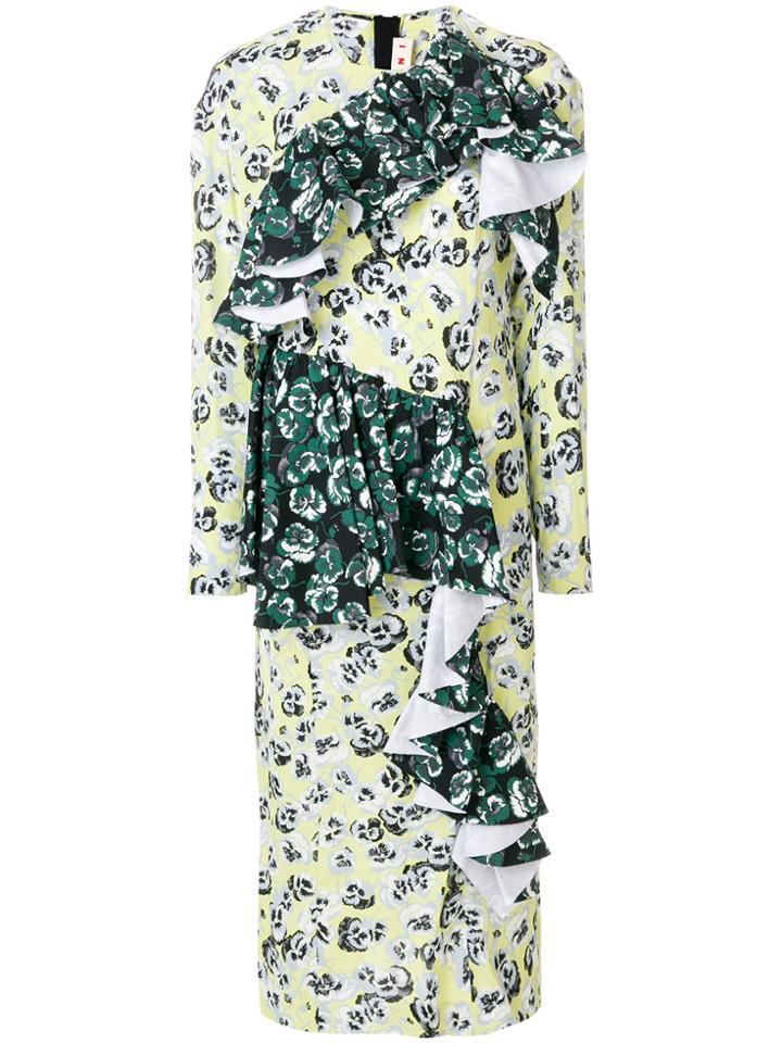 Marni Stocking Stitched Floral Dress - Yellow & Orange