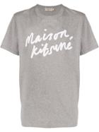 Maison Kitsuné Logo Print Crewneck T-shirt - Grey