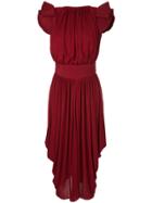 Antonio Berardi Ruffle Sleeve Ruched Dress - Red