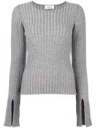 Aviù Slit Sleeves Ribbed Jumper, Women's, Size: 44, Grey, Wool/cashmere/polyamide