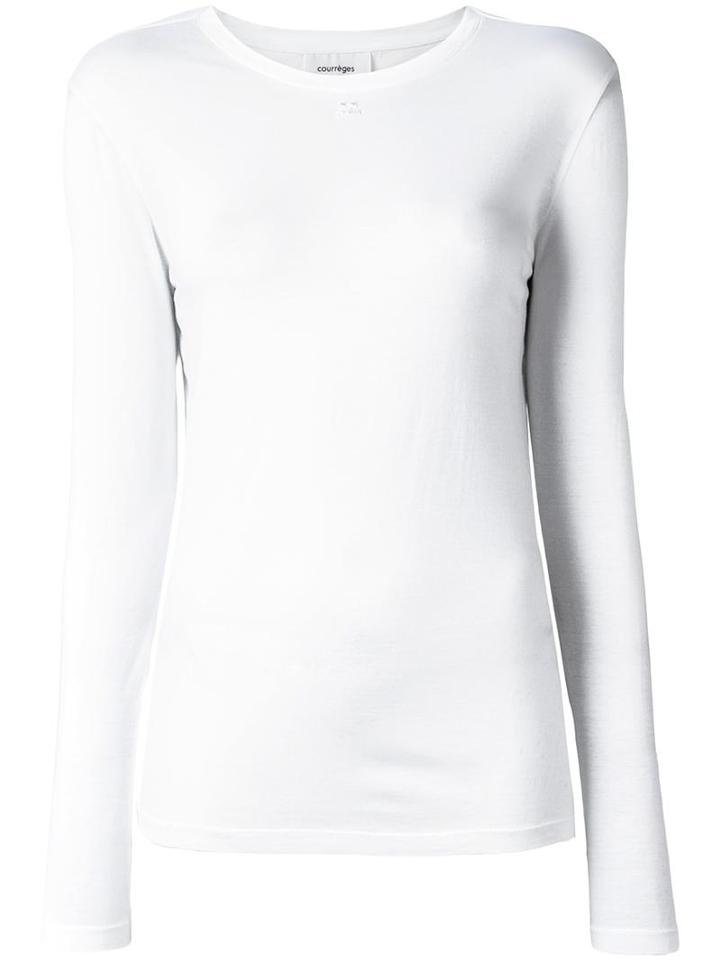 Courrèges Longsleeved T-shirt, Women's, Size: 4, White, Cotton