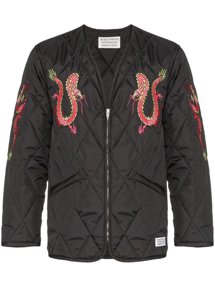Wacko Maria Dragon Embroidered Quilted Jacket - Black