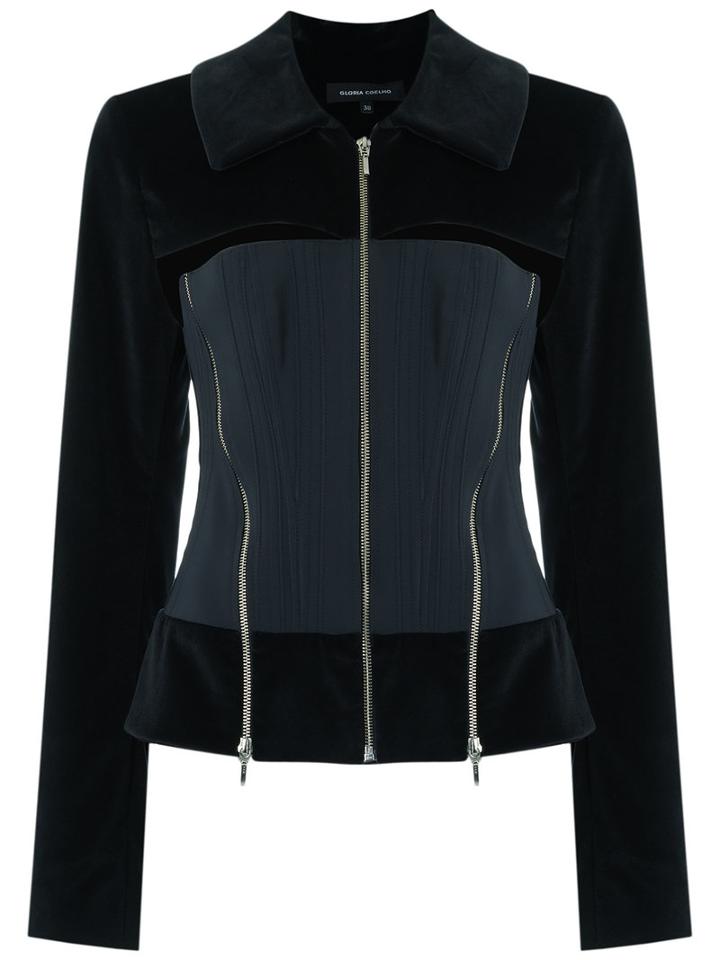 Gloria Coelho - Panelled Jacket - Women - Cotton/elastodiene - 38, Black, Cotton/elastodiene