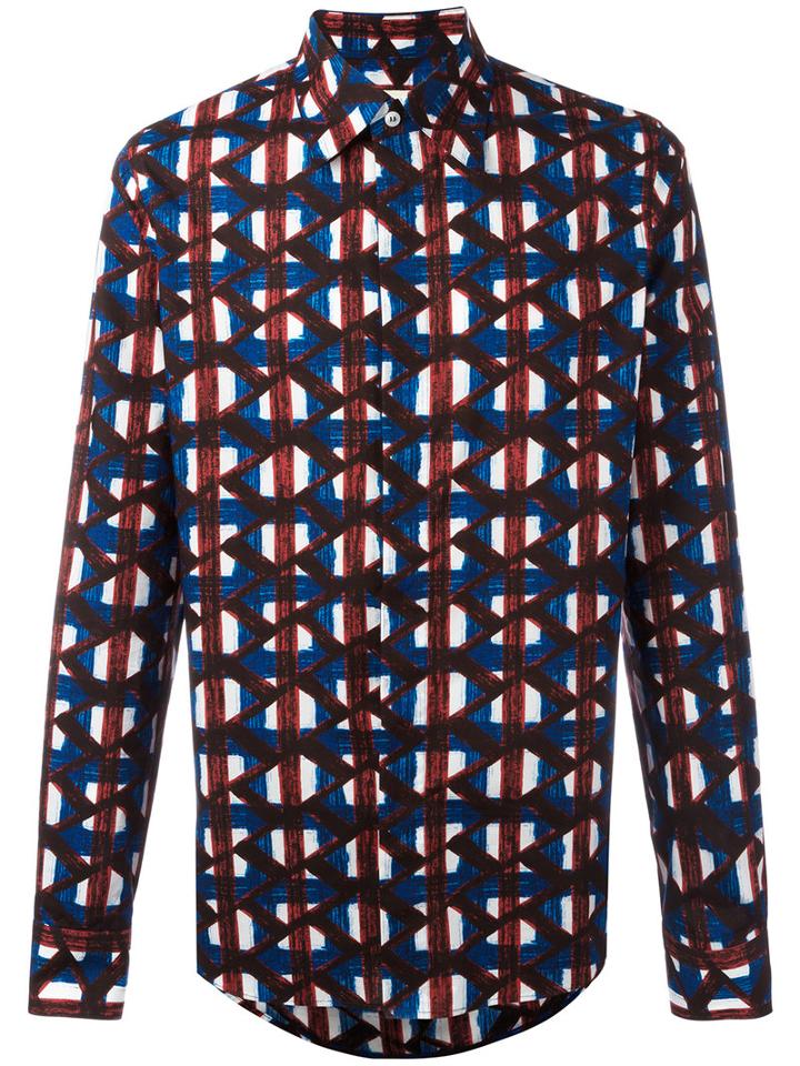 Marni - Zig-zag Printed Shirt - Men - Cotton - 50, Blue, Cotton