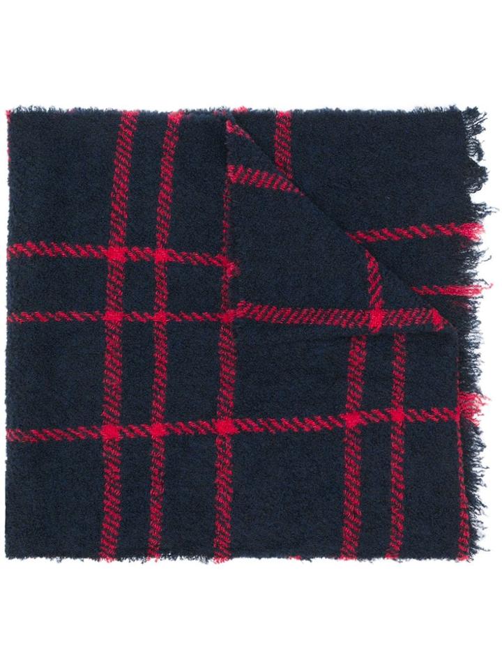 Destin Buddy Check Knit Scarf - Blue
