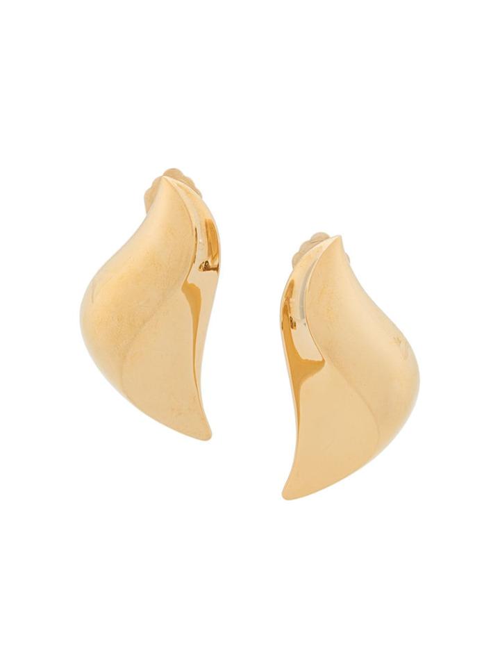 Christian Dior Pre-owned 1980's Modernist Clip On Earrings - Gold
