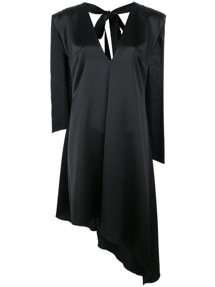 Msgm Cape Detail Asymmetric-hem Dress - Black