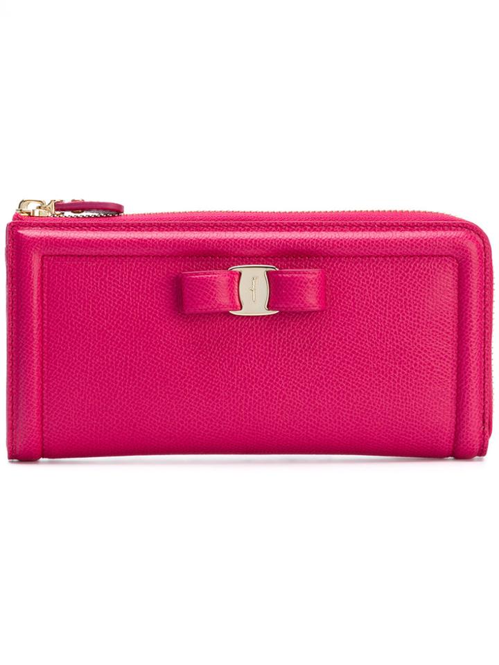 Salvatore Ferragamo Zipped Vara Wallet - Pink & Purple