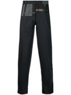 Kolor Patchwork Cropped Tailored Trousers - Black
