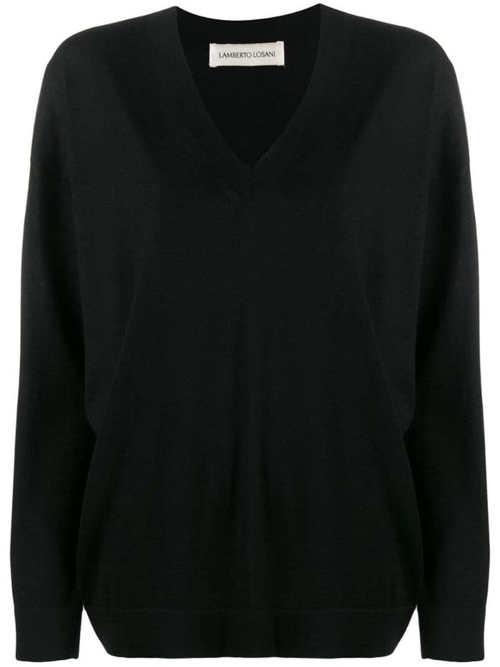 Lamberto Losani V-neck Knit Sweater - Black
