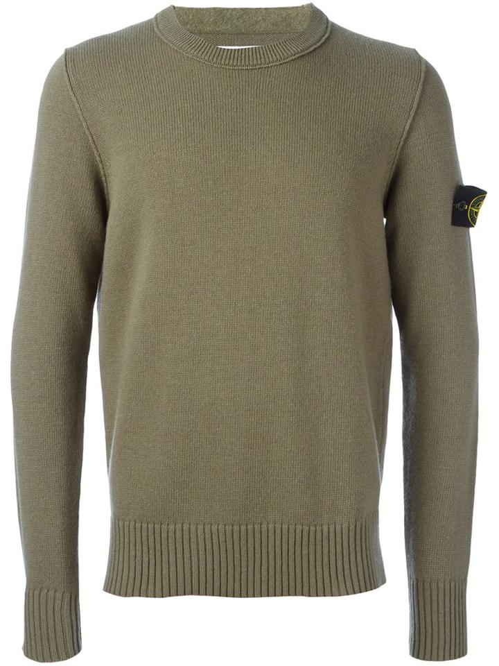 Stone Island Arm Patch Jumper, Men's, Size: Xxl, Green, Polyamide/wool