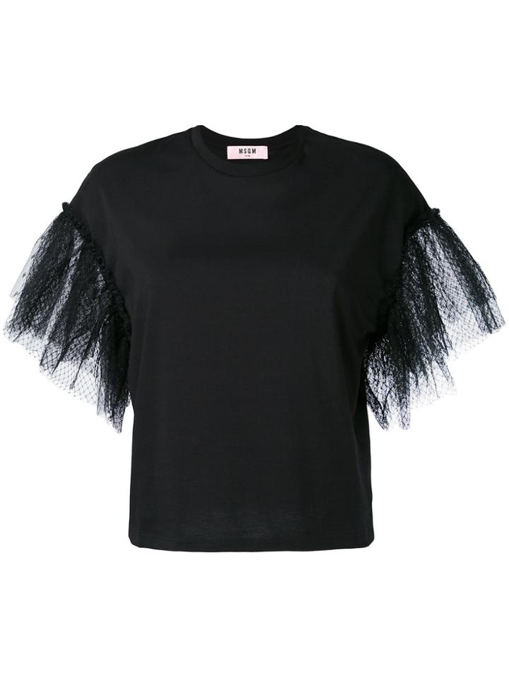 Msgm Netted Sleeve T-shirt - Black
