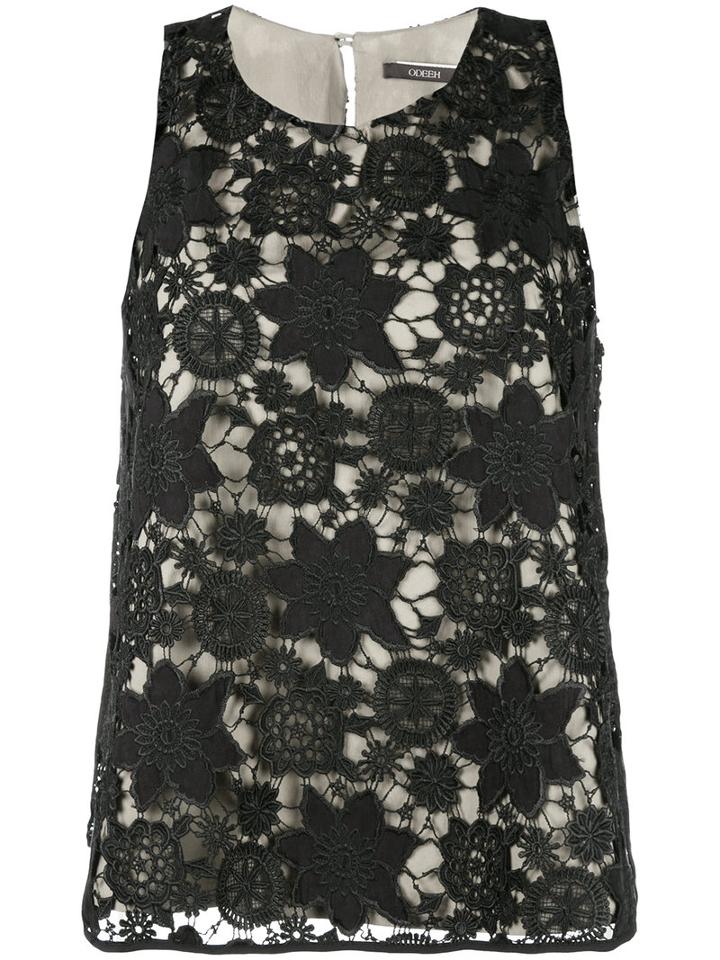 Odeeh Lace Pattern Drop-waist Dress, Women's, Size: 40, Black, Polyester/polyurethane/cotton
