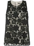 Odeeh Lace Pattern Drop-waist Dress, Women's, Size: 40, Black, Polyester/polyurethane/cotton