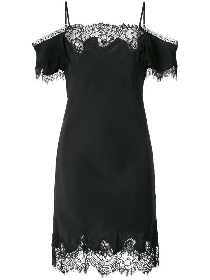 Gold Hawk Lace Panels Dress - Black