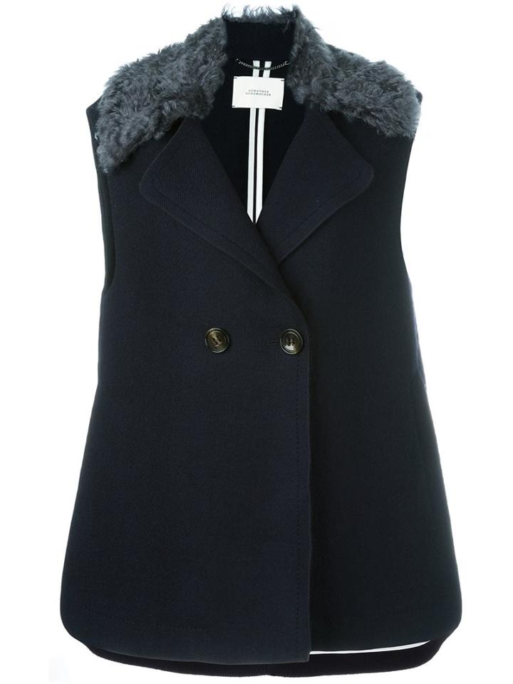 Dorothee Schumacher Double Breasted Waistcoat, Women's, Size: 4, Blue, Cotton/linen/flax/virgin Wool