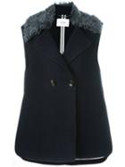 Dorothee Schumacher Double Breasted Waistcoat, Women's, Size: 4, Blue, Cotton/linen/flax/virgin Wool