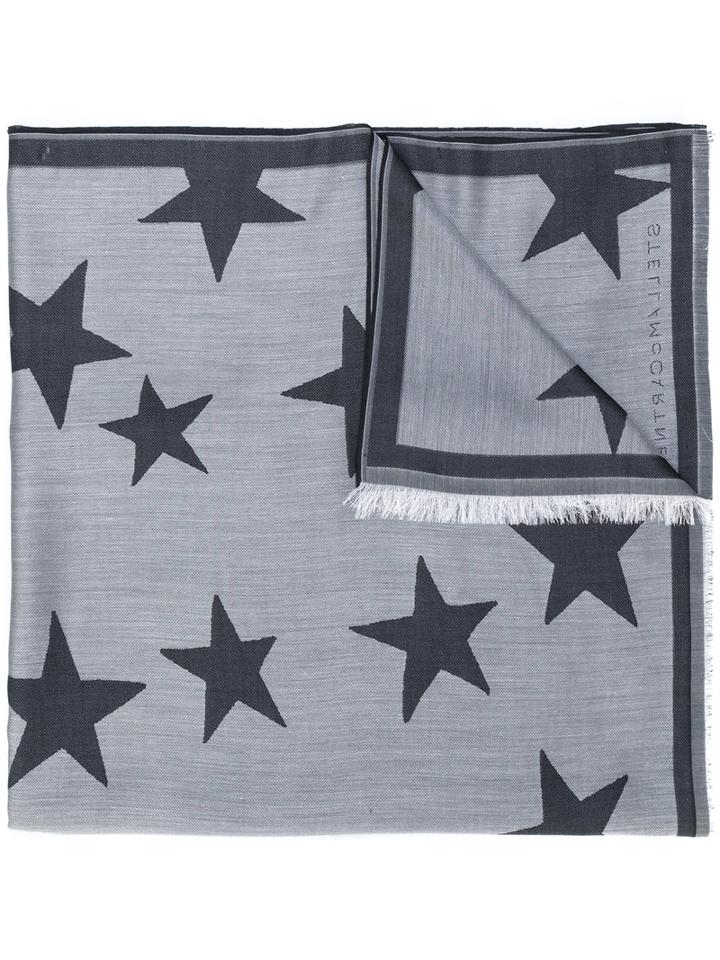 Stella Mccartney - Star Patterned Scarf - Women - Silk/modal - One Size, Grey, Silk/modal