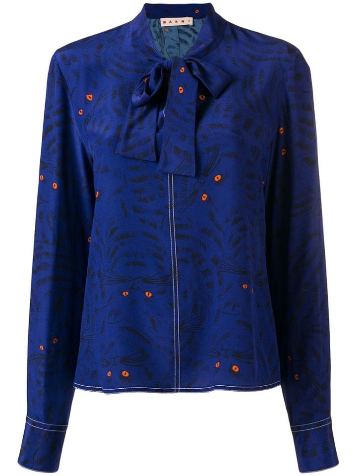 Marni Cat Print Blouse - Pink & Purple