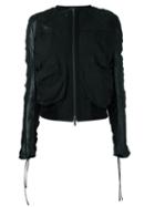 Haider Ackermann Zipped Panelled Jacket, Women's, Size: 42, Black, Cotton/leather/rayon