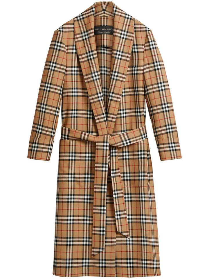 Burberry Reissued Vintage Check Dressing Gown Coat - Yellow