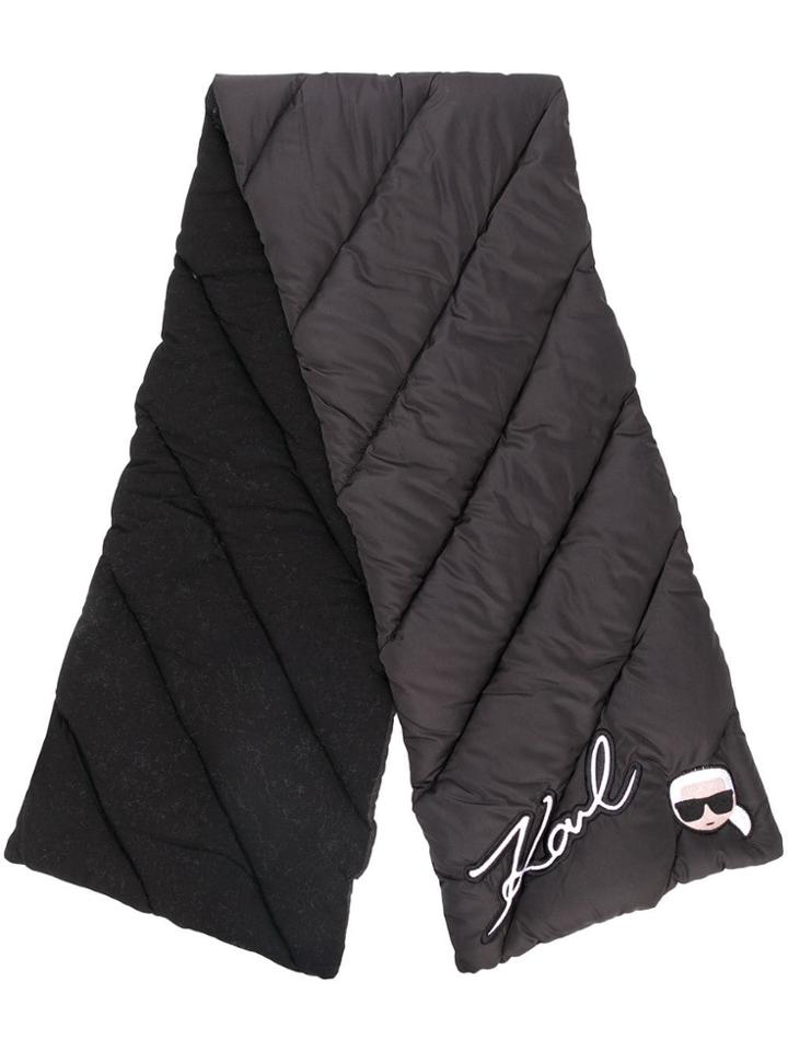 Karl Lagerfeld Ikonik Logo Padded Scarf - Black