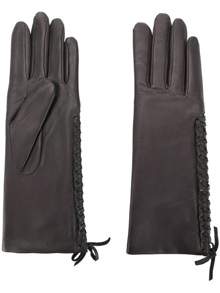 Agnelle Gloves With Lace Detail - Grey