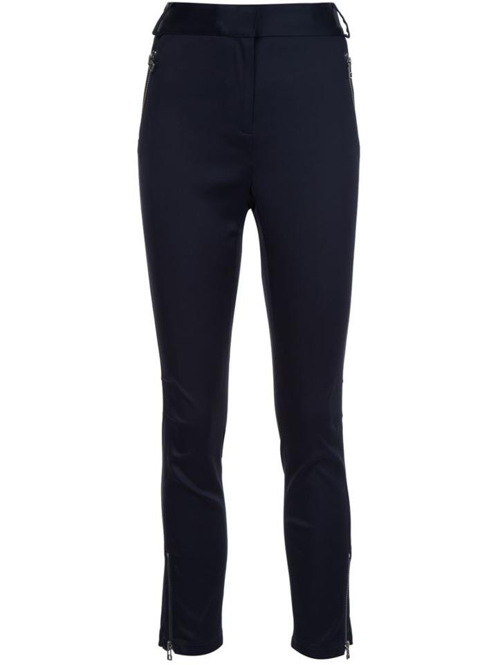 Veronica Beard Cropped Zip Detail Trousers, Women's, Size: 10, Blue, Viscose/spandex/elastane