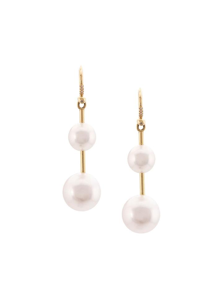 Irene Neuwirth 18kt Yellow Gold Akoya Pearl And Diamond Drop Earrings